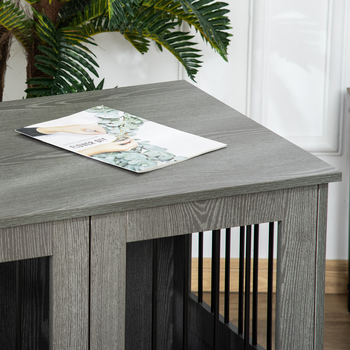 Dog Crate Table for Medium and Large Dogs with Magnetic Door for Indoor Use, 85 x 55 x 75 cm, Grey