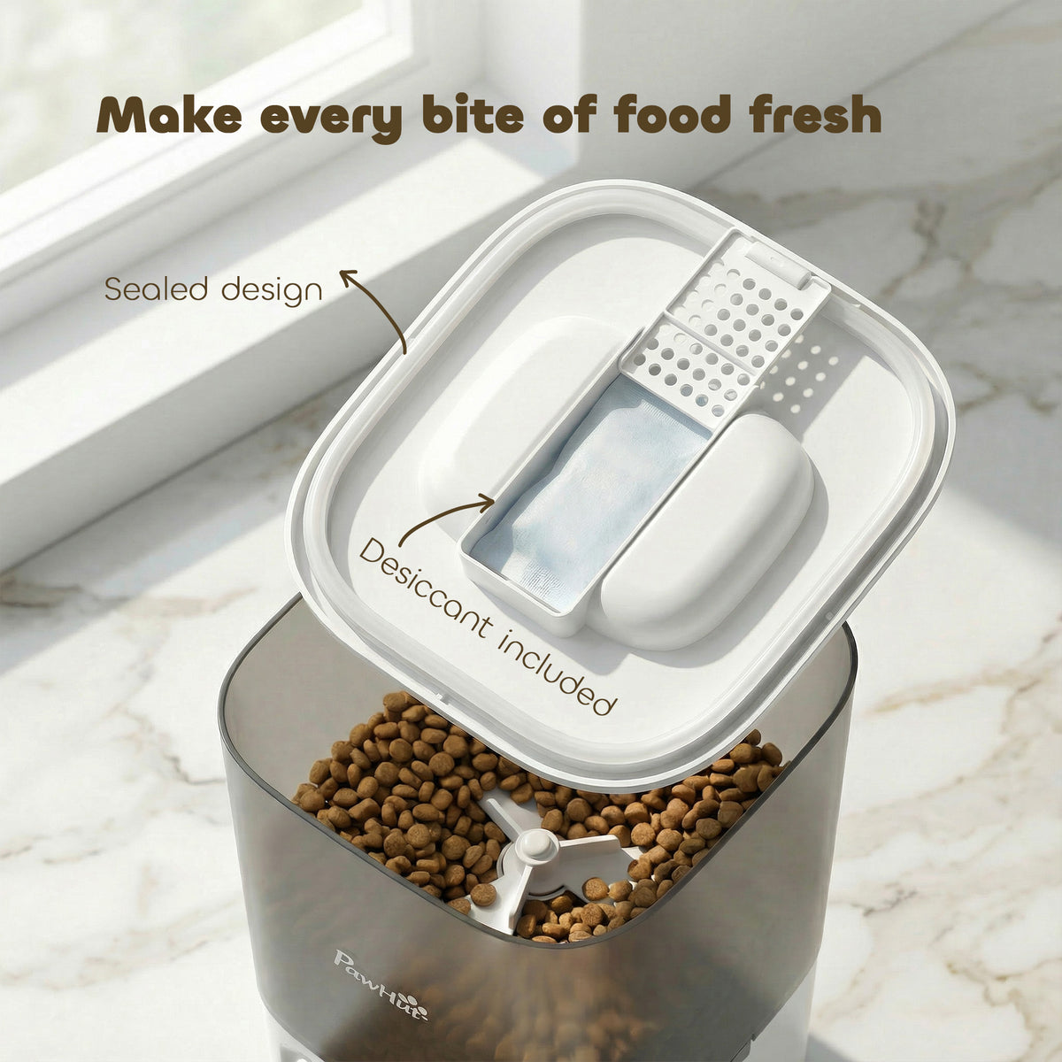 Programmable Automatic Cat Feeder with Timer Up to 6 Meals Per Day, 10s Voice Recorder, Portion Control