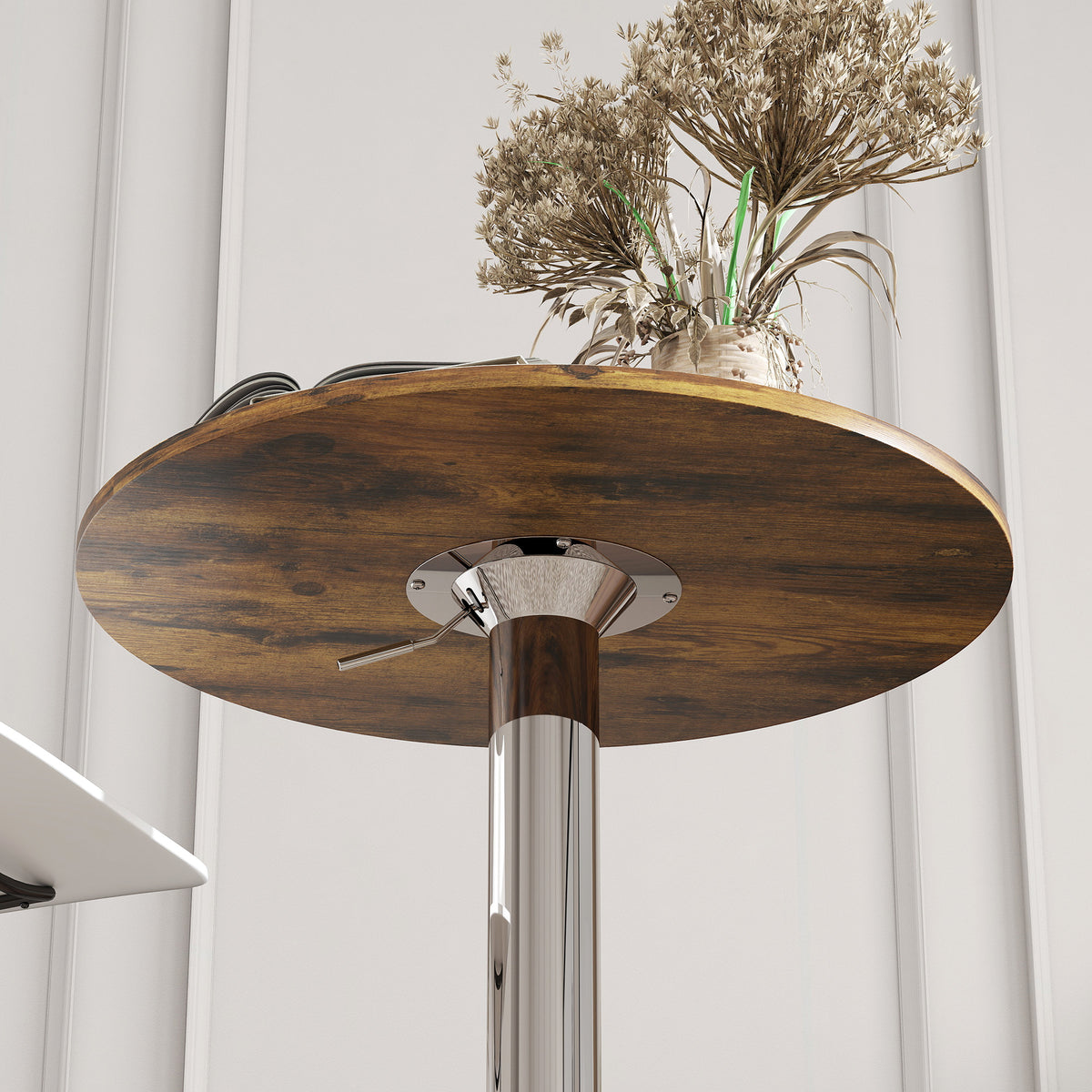 Round Bar Table, 360 Degree Swivel Counter Pub Table with Adjustable Height, for Kitchen, Cafe, Rustic Brown