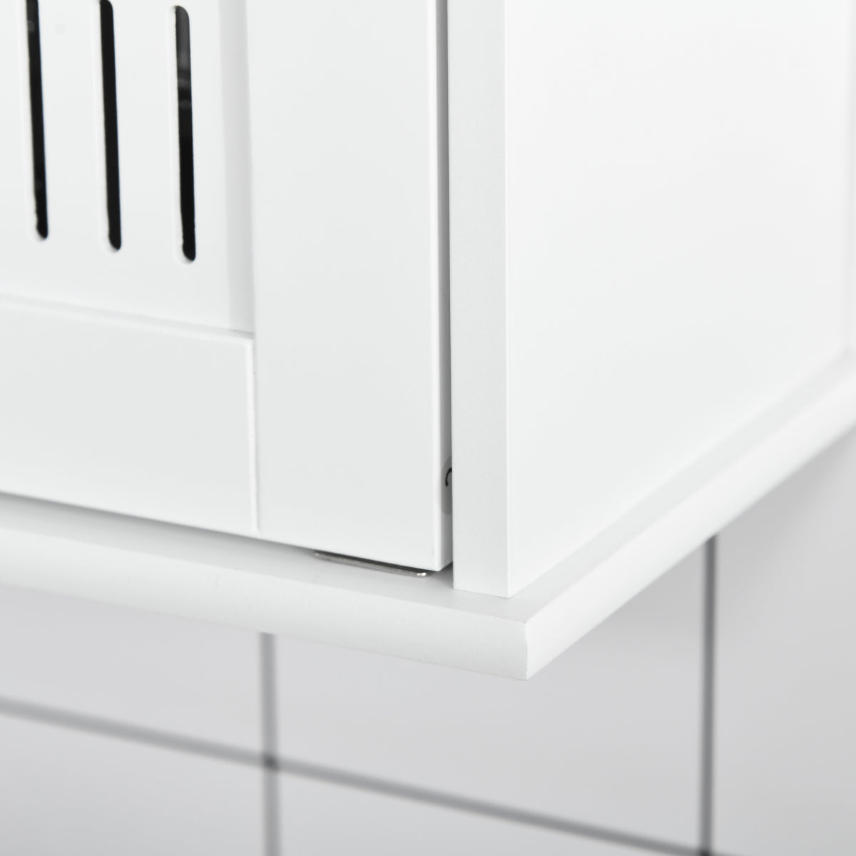 Bathroom Mirror Cabinet, Wall Mounted Storage Cupboard with Double Doors and Adjustable Shelf, Bathroom Organizer, White