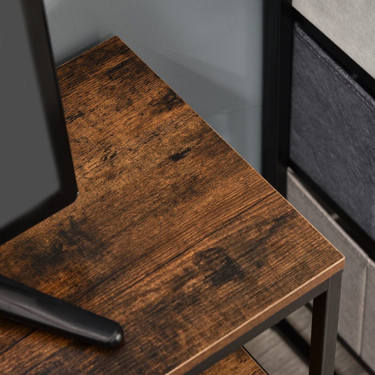 TV Stand Cabinet with 2 Foldable Drawers - Rustic Brown