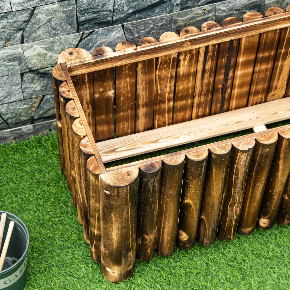Wooden Raised Garden Bed, 100 x 38.5 x 40cm Elevated Planter Box, Outdoor Flower Bed with Drainage Gaps, Easy Assembly, Natural