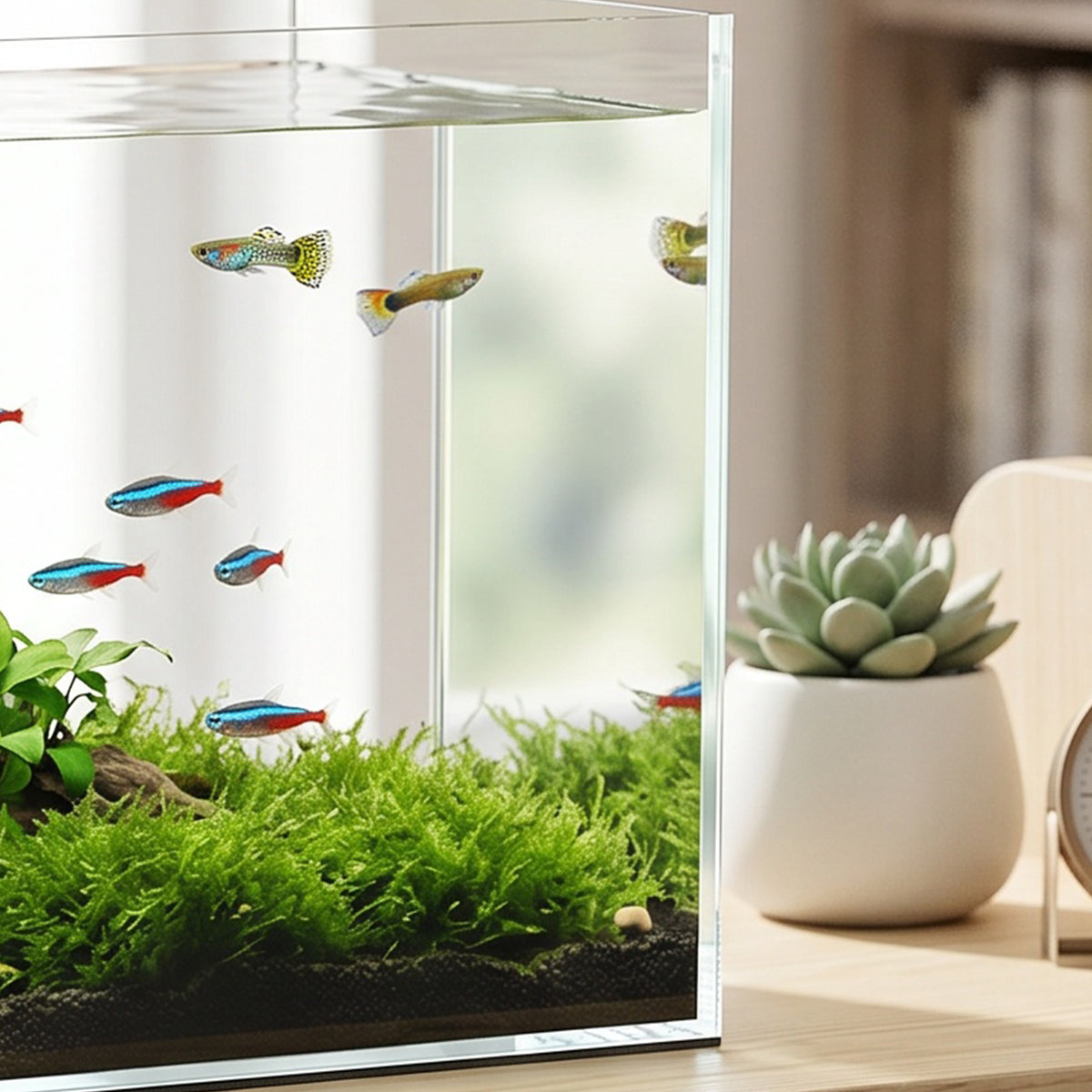 Fish Tank Bare Glass for DIY Glass Aquarium with Protective Base Mat 24L Transparent for Fish Shrimps