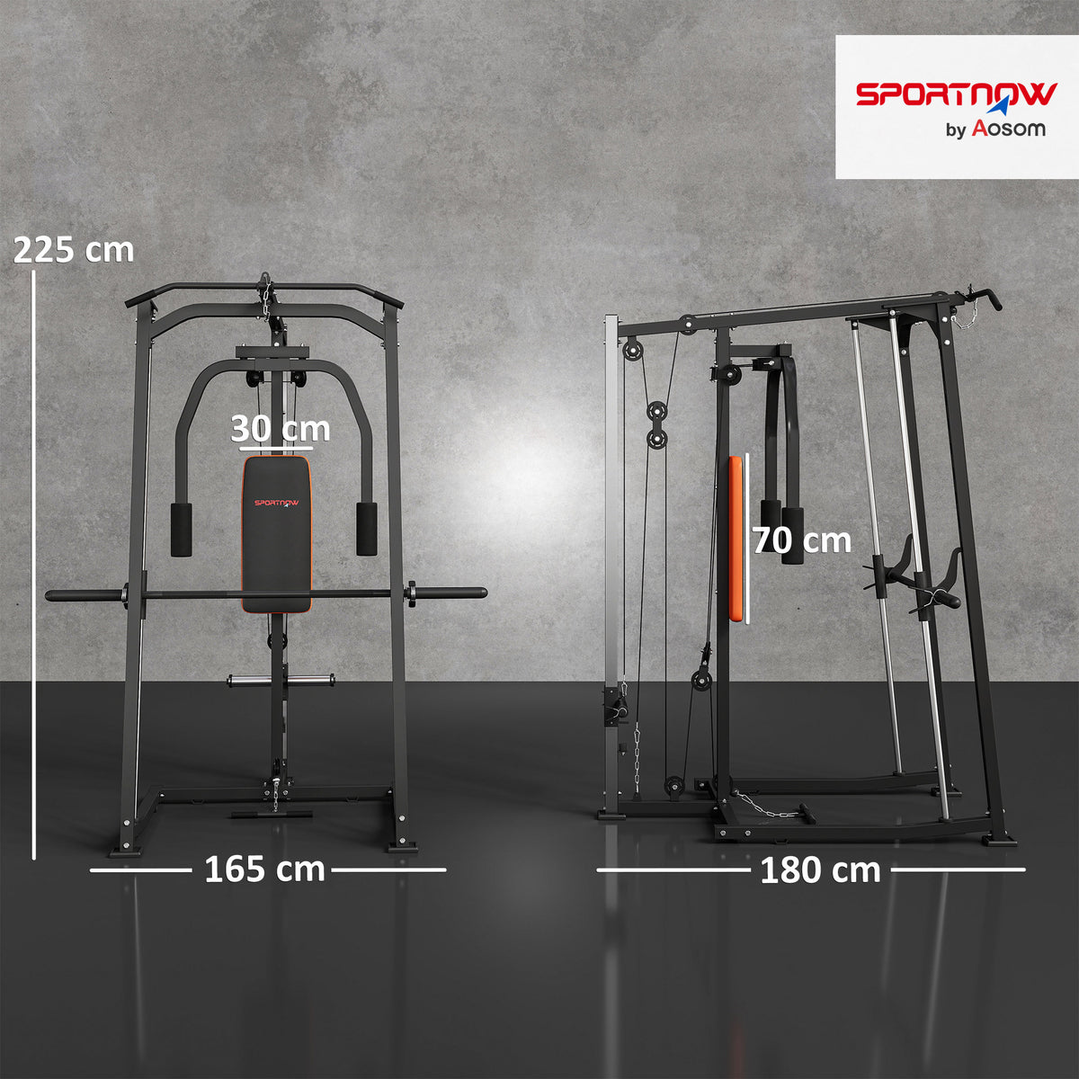 3-in-1 Smith Machine with Dual Cable Pulley System, Chest Press Station, 17-Level Squat Rack and Barbell Bar