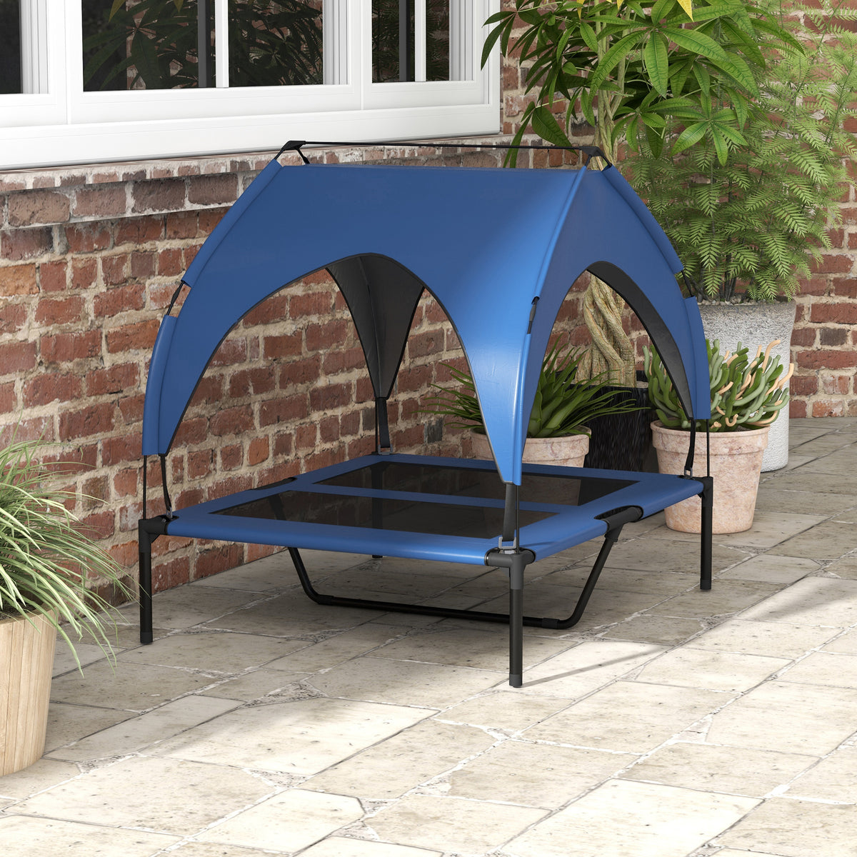 Cooling Raised Pet Bed w/ Washable Breathable Mesh, for Medium, Large Dogs, 91 x 76 x 85cm - Dark Blue