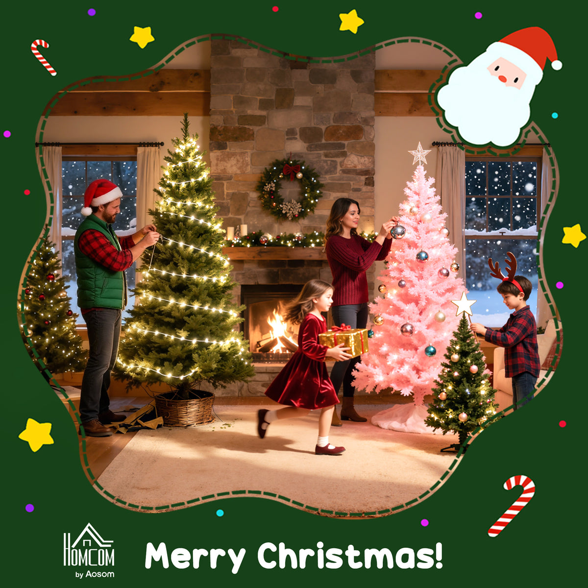 4FT Prelit Artificial Christmas Tree Fibre Optic Star LED Light Holiday Home Xmas Decoration with LED Light for Indoor Party, Green