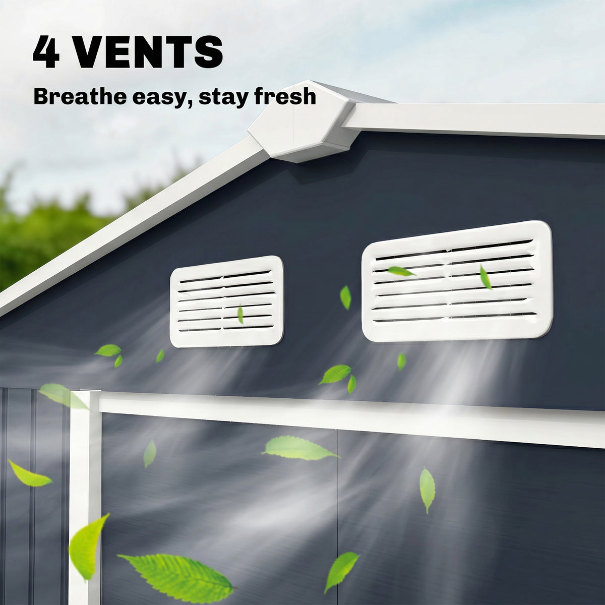 9 x 6ft Metal Bicycle Shed, Outdoor Storage Tool House with Ventilation Slots, Foundation Kit and Lockable Double Doors, Dark Grey
