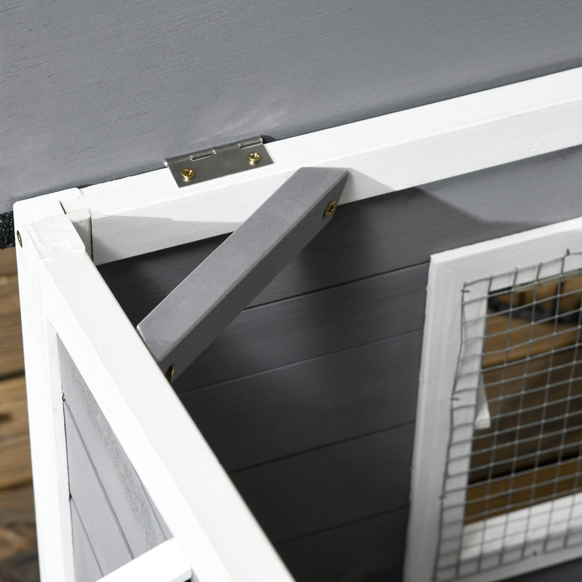 Wooden Dog Kennel for Outside, for Medium Dogs, 65H x 97L x 72Wcm, Grey