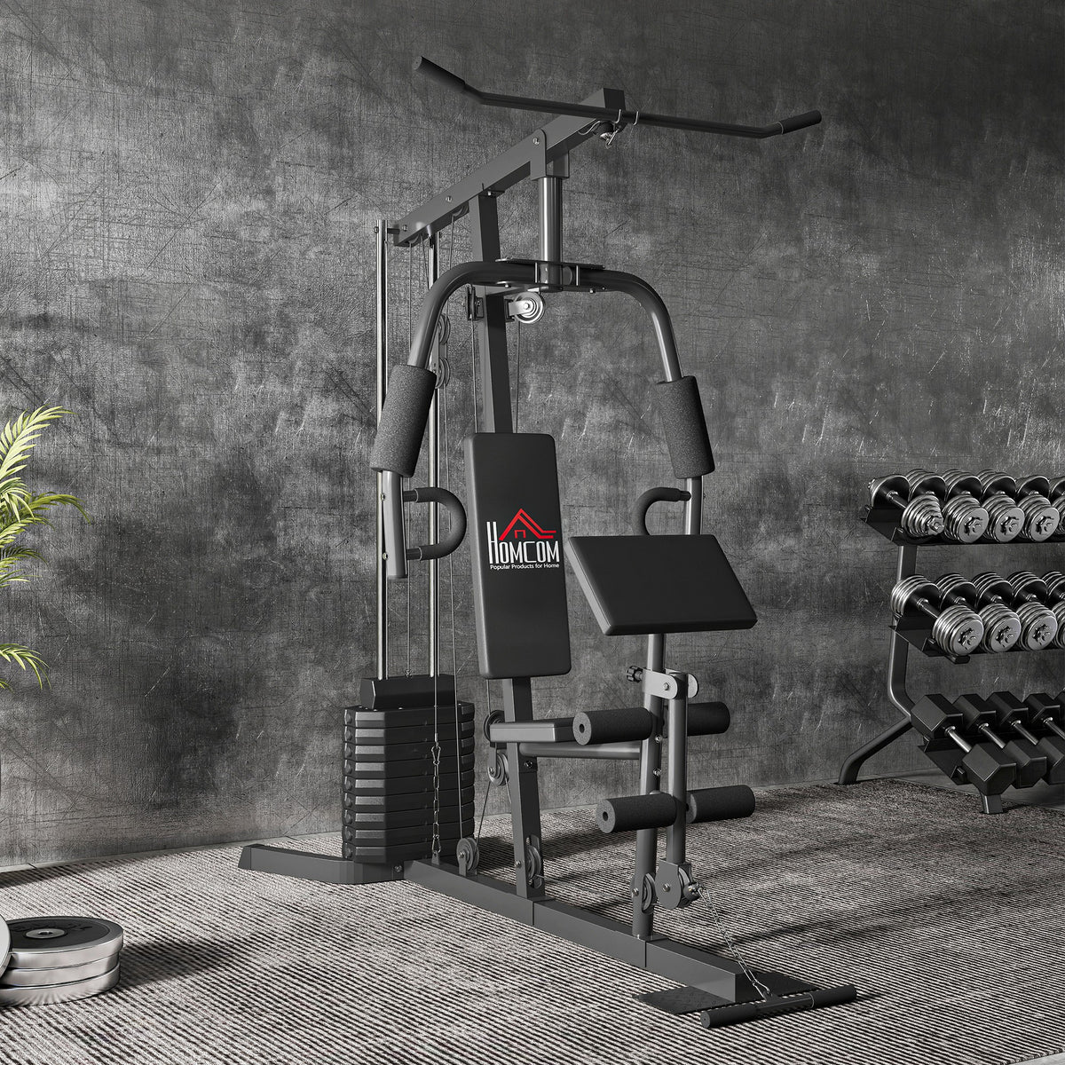Multi-Exercise Gym Station, with 45kg Weight Stack, for Full Body Workout