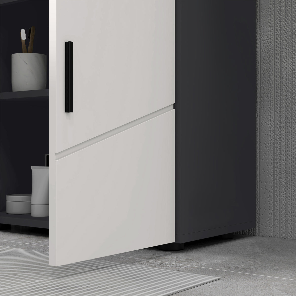 Under Sink Bathroom Cabinet, Bathroom Sink Cabinet with Soft-Close Doors, Adjustable Shelf, 10 x 20cm U Shaped Cut-Out, Storage Cupboard for Basin without Pedestal, Light Grey