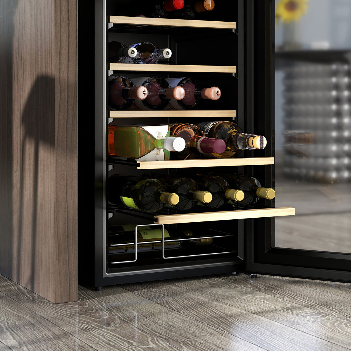 24-Bottle 20℃ Wine Cooler Fridge - Black