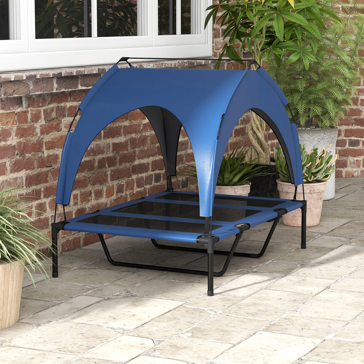 Cooling Raised Pet Bed w/ Washable Breathable Mesh, for Large Dogs, 106 x 76 x 94cm - Dark Blue