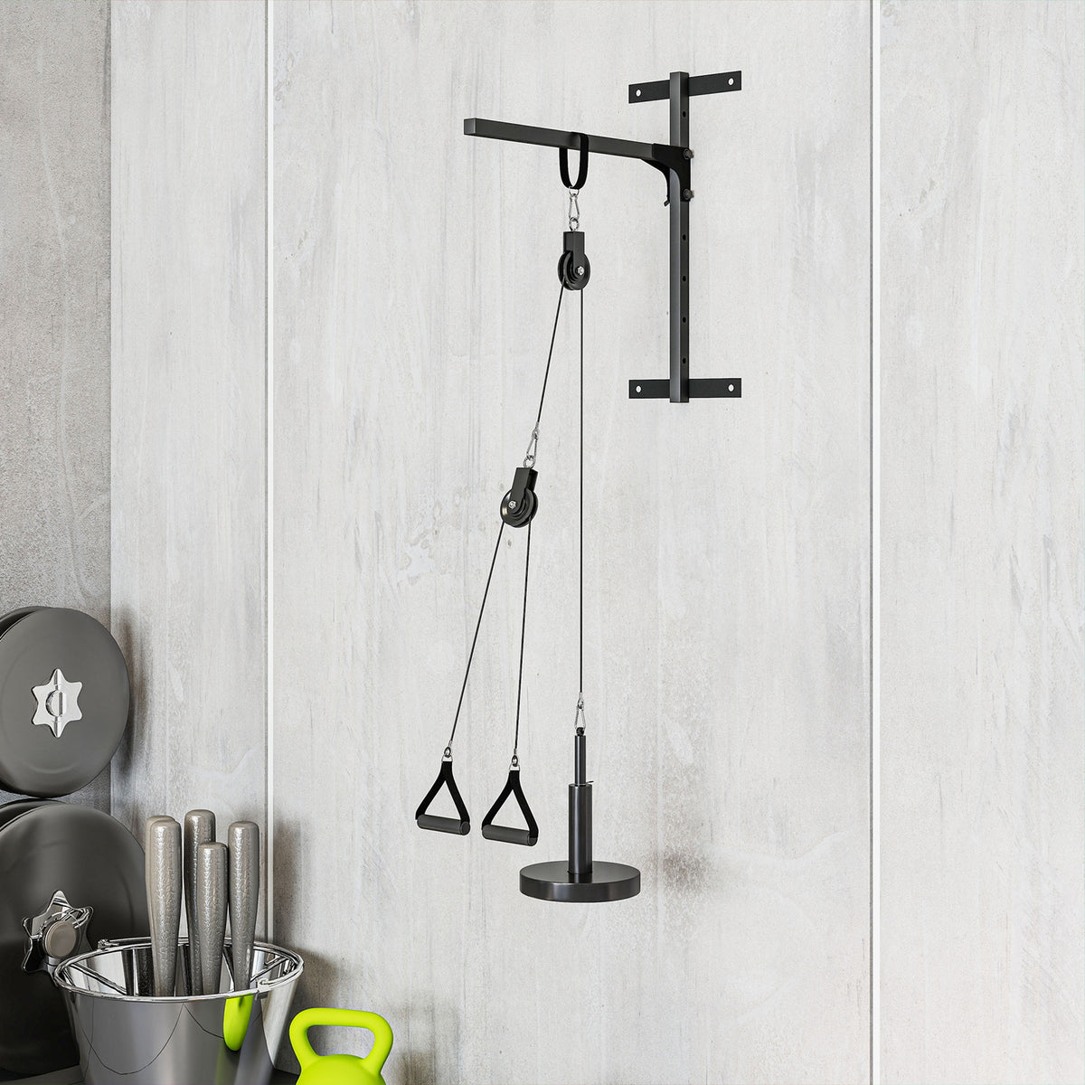 Weight Pulley System, Cable Pulley System for Home Gym, Cable Machine LAT Pull Down Attachment for Biceps Curl, Tricep, Arm Workouts