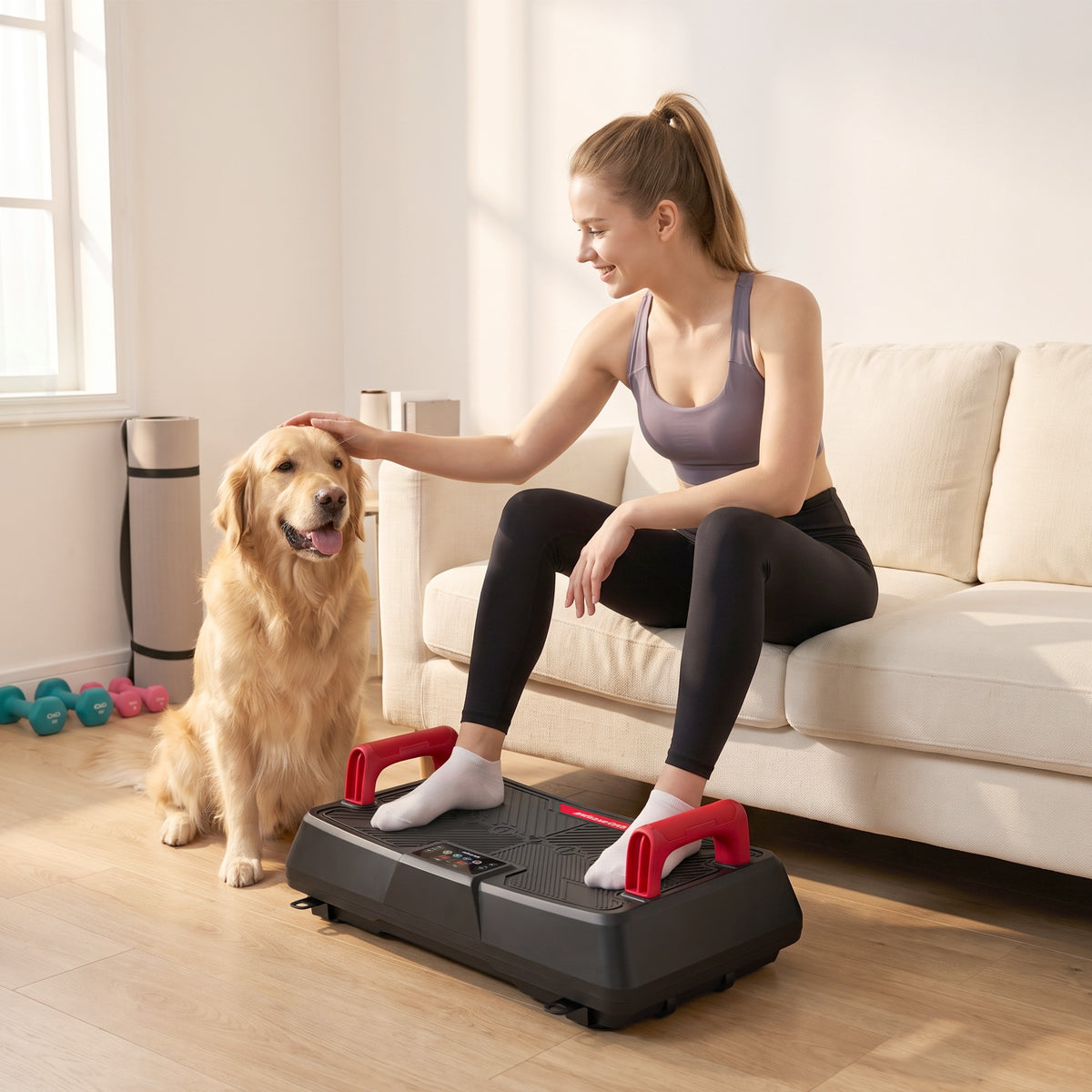Vibration Plate Exercise Machine with 99 Speed Levels, 3 Programs, Quiet Vibrating Plate with Resistance Bands