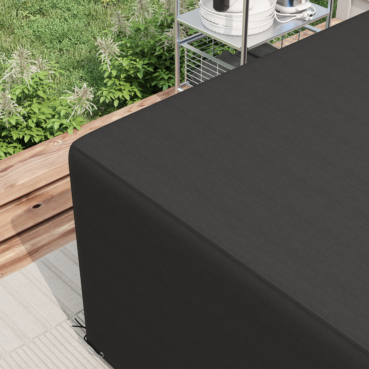 Outdoor Garden Furniture Cover Waterproof, Anti-UV 600D Heavy Duty Oxford Fabric Patio Furniture Cover for Rectangular Sofa Table Set, Black, 245 x 165 x 66 cm