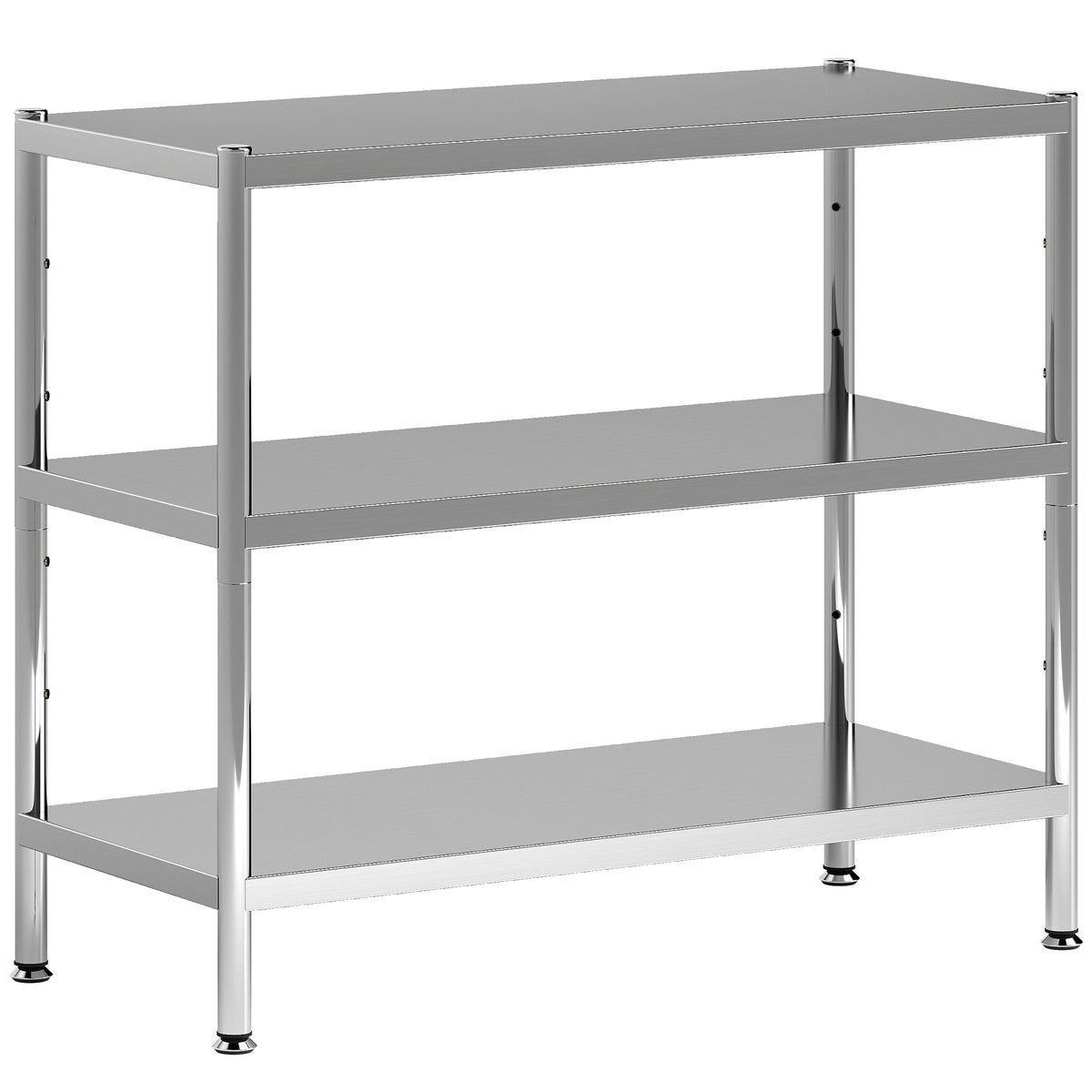 3-Tier Bakers Rack with Storage, Stainless Steel Microwave Stand with Adjustable Shelves for Small Spaces, Kitchen Storage Unit for Spices, Pots and Pans, Silver Tone