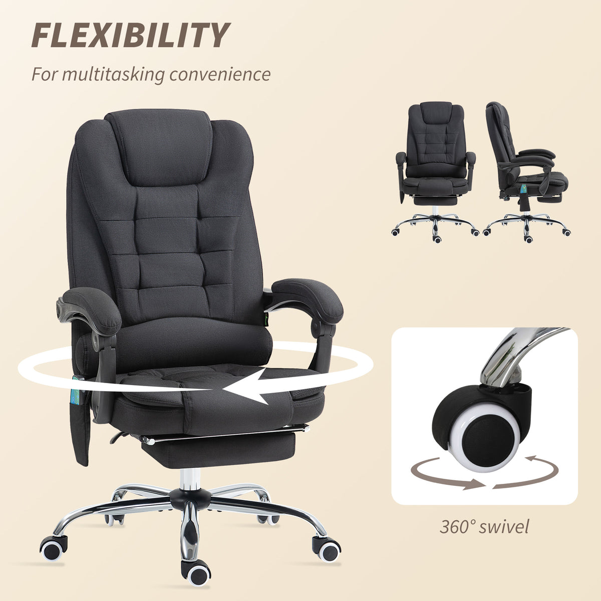Six-Point Massage and Heated Office Chair with 135°Recline Back