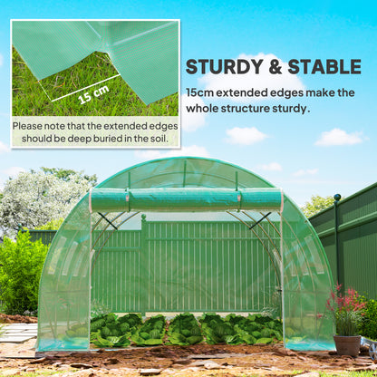 4 x 3 x 2m Polytunnel Greenhouse Replacement Cover ONLY Winter Garden Plant PE Cover for Tunnel Walk-in Greenhouse with Roll-up Windows Door Outdoor, Green