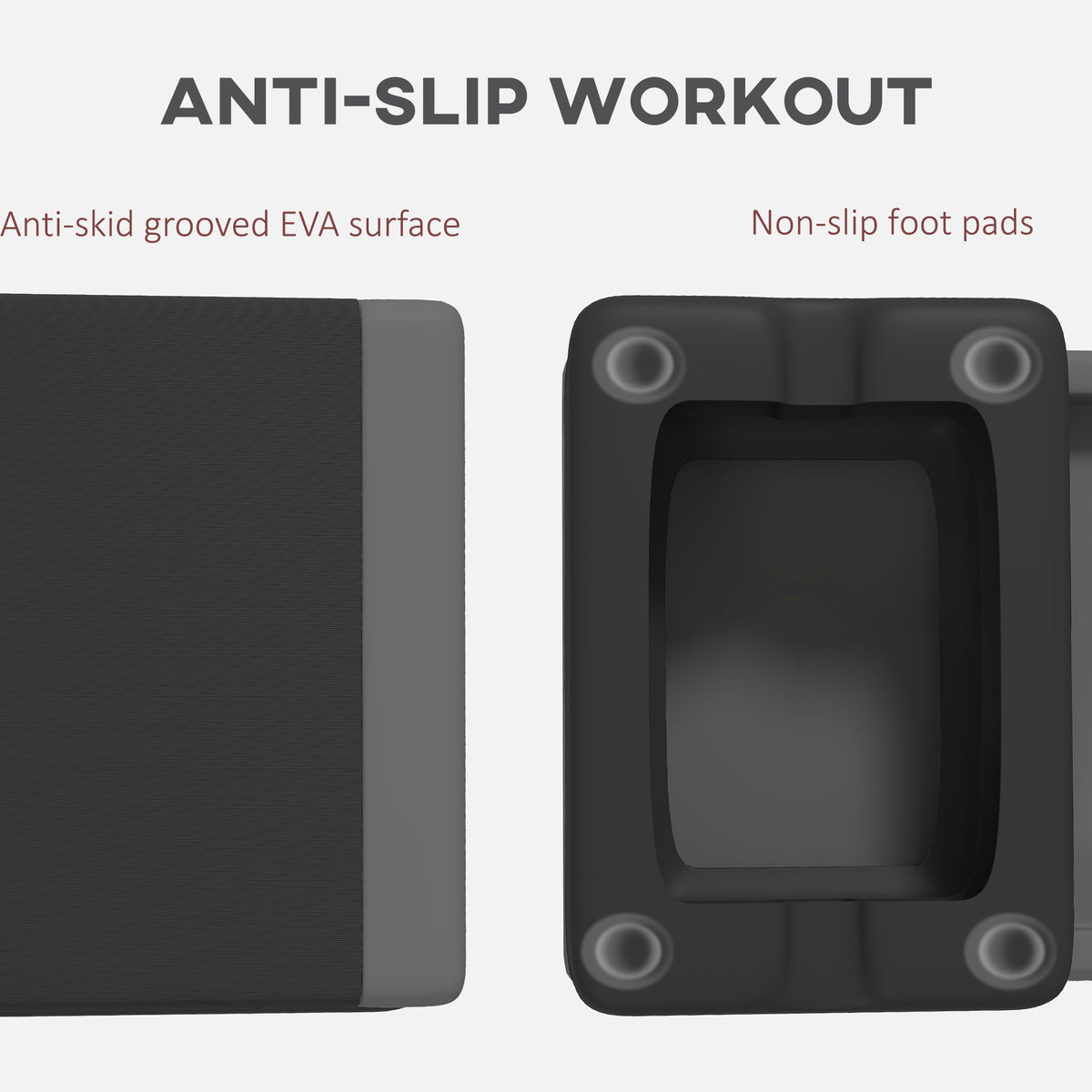 Adjustable Fitness Stepper, with Non-Slip Surface, for Home, Gym, Office Workout, Grey