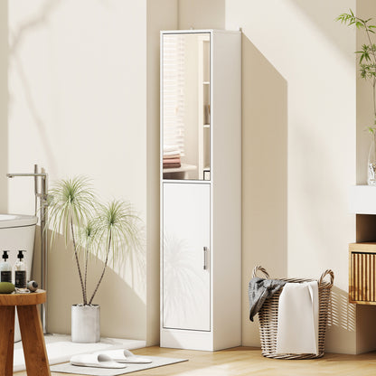 Tall Bathroom Cabinet with Mirror and Adjustable Shelf