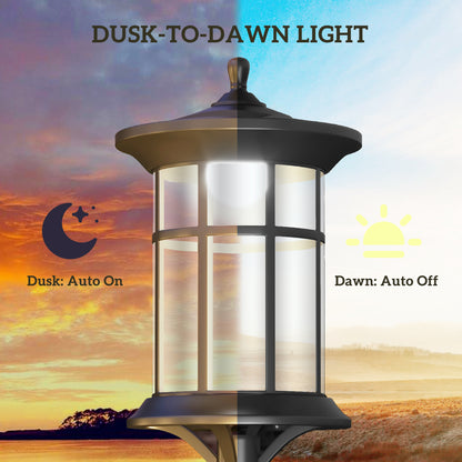 Set of Two 1.8m Traditional Style Solar Lamp Posts - Black