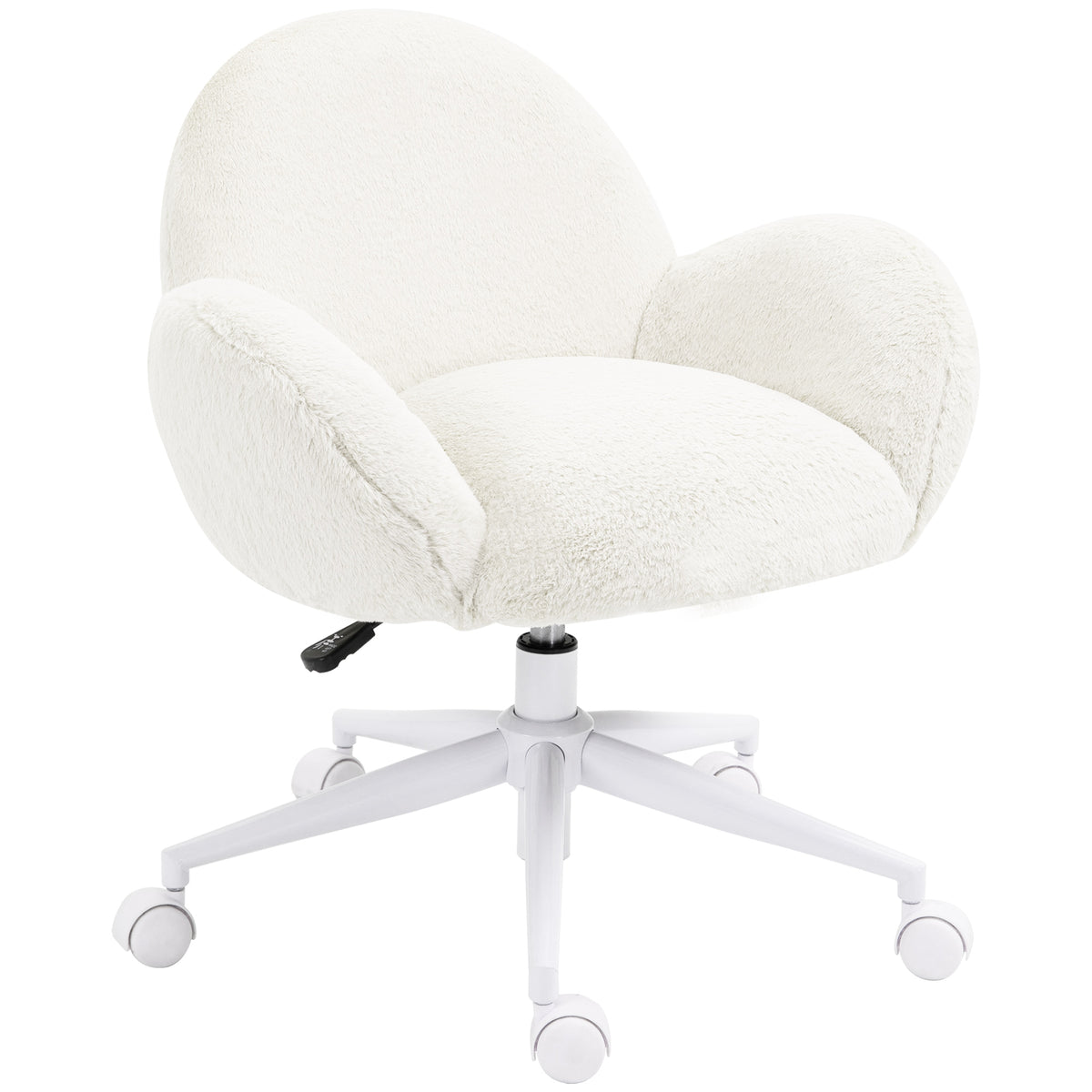 Makeup Vanity Chair, Cute Fluffy Desk Chair with Rolling Wheels for Bedroom Living Room