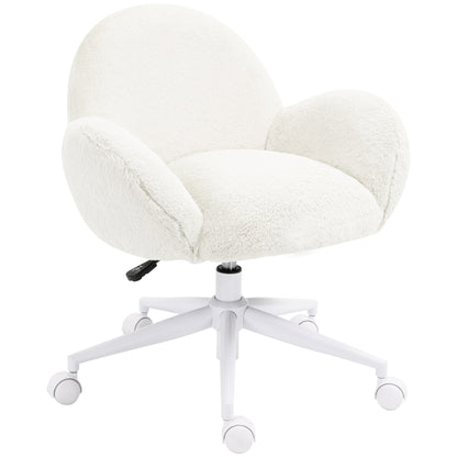 Makeup Vanity Chair, Cute Fluffy Desk Chair with Rolling Wheels for Bedroom Living Room