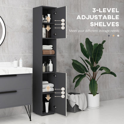 Line Embossed Tall Bathroom Storage Cabinet with Three-position Adjustable Shelves for Minimalist Style
