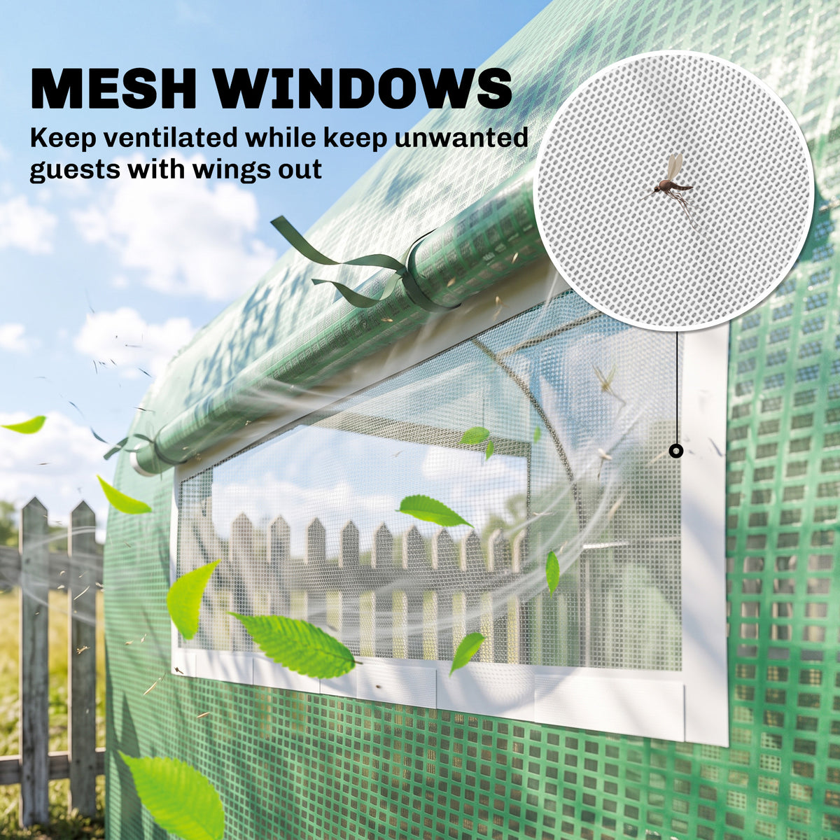 300 x 200cm Walk-In Polytunnel Greenhouse - Green