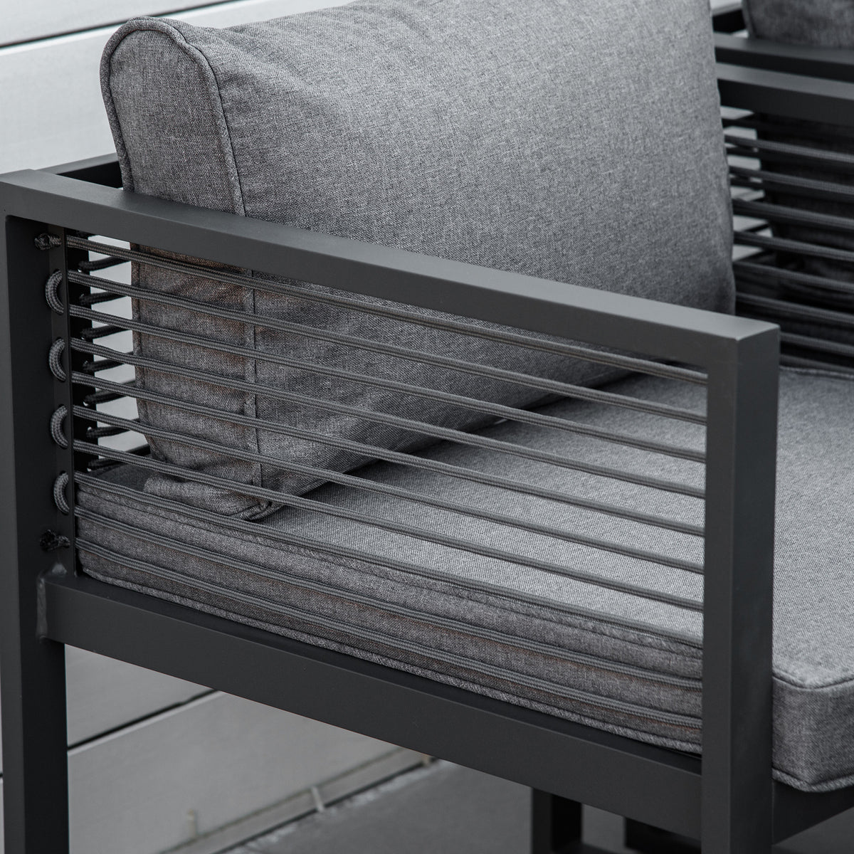 Nine-Piece Aluminium Garden Set, with Glass-Top Table - Grey