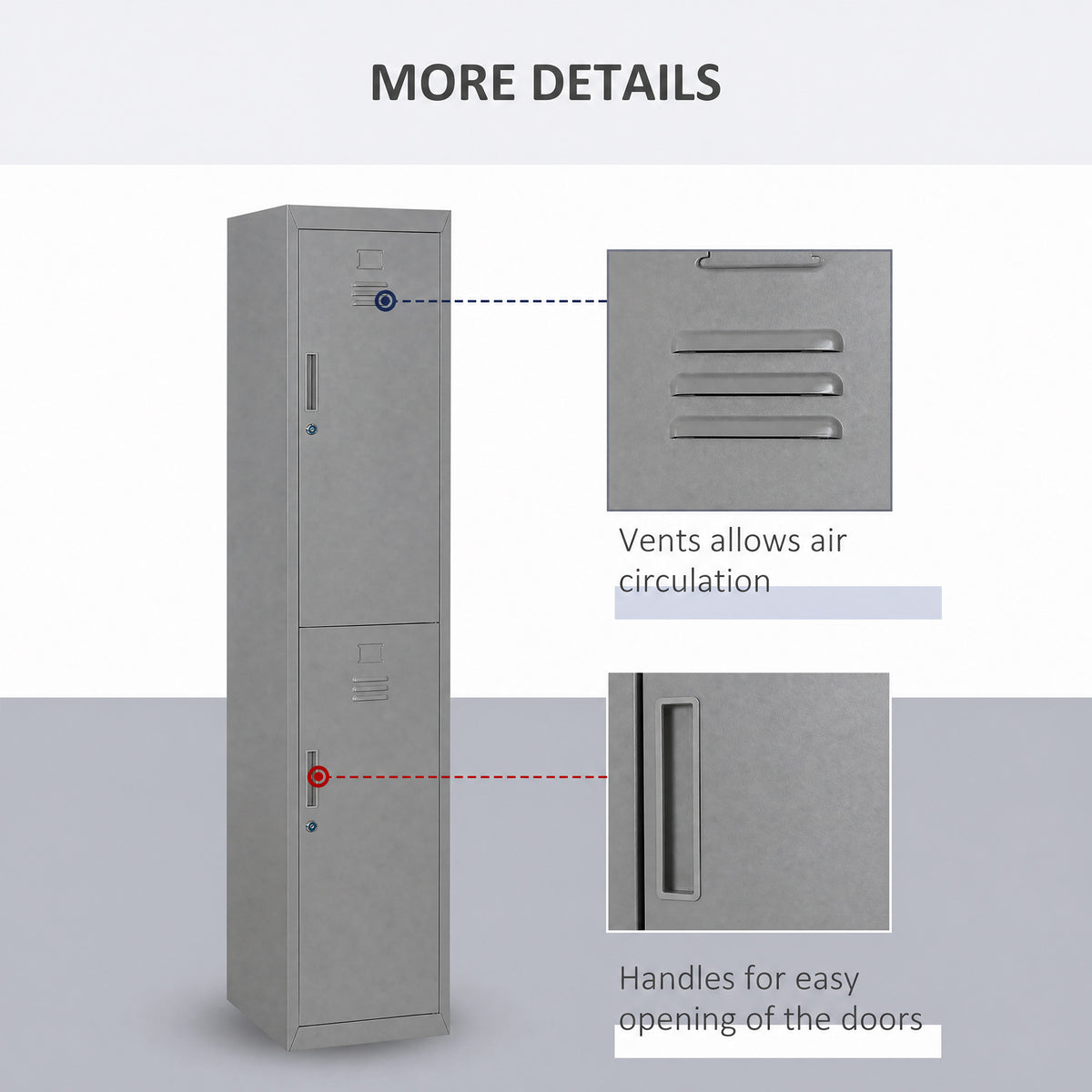 Locker Cabinet Storage Cold Rolled Steel w/ Shelves Vertical Cupboard Grey 38 x 46 x 180 cm