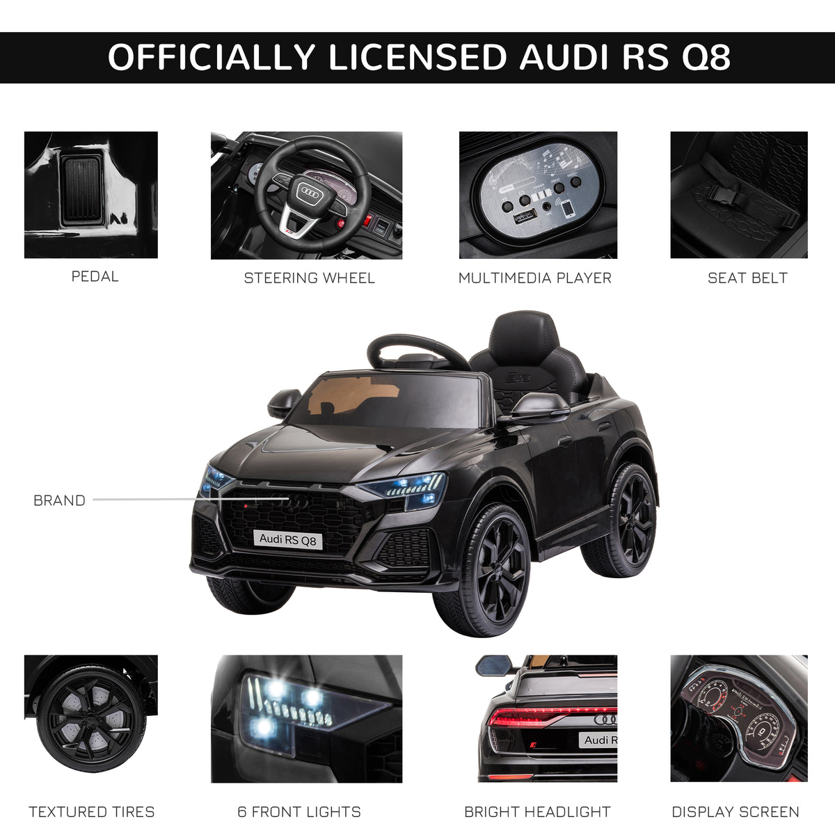 Licensed Audi RS Q8 Electric Ride On Car, with Remote Control