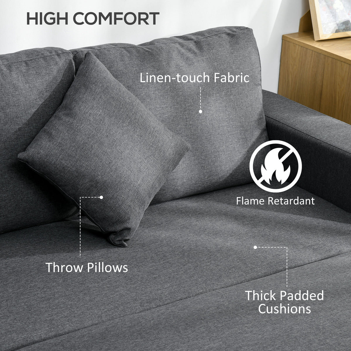 3 Seater Sofa Bed with Storage, Dark Grey