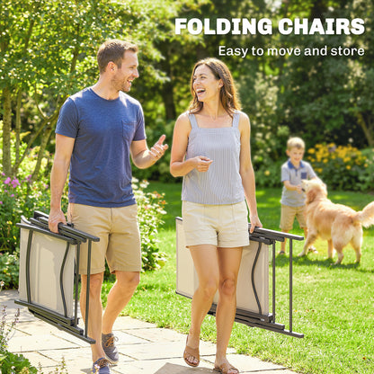 5 Pieces Outdoor Dining Set, Garden Dining Set for 4 with Square Table and Folding Chairs