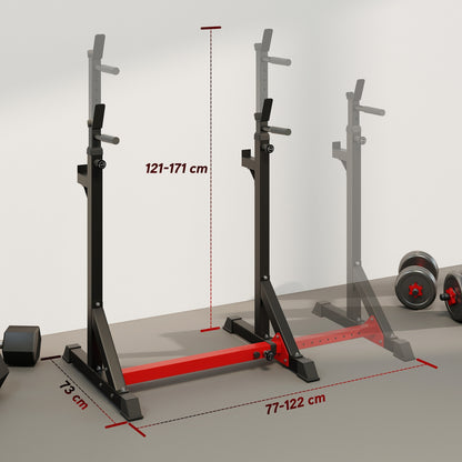 Barbell Rack, Width and Height Adjustable Dip Stand, Bench Press Rack for Home Gym Weight Lifting Fitness Workout, Max Load 150kg