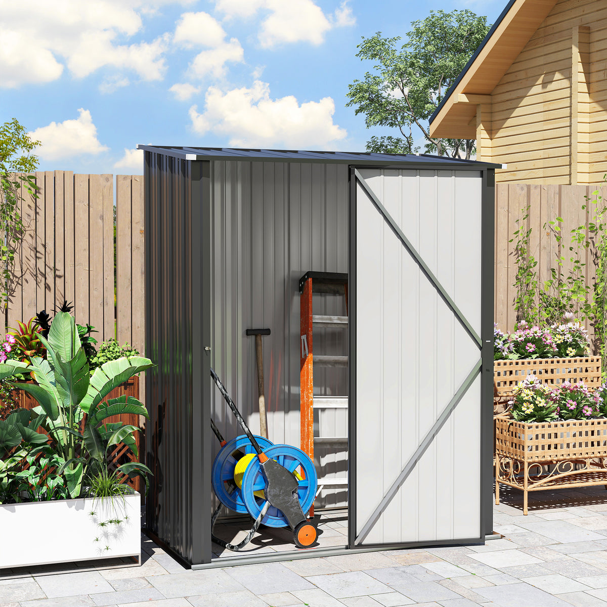 5.3 x 3.1ft Corrugated Steel Garden Shed