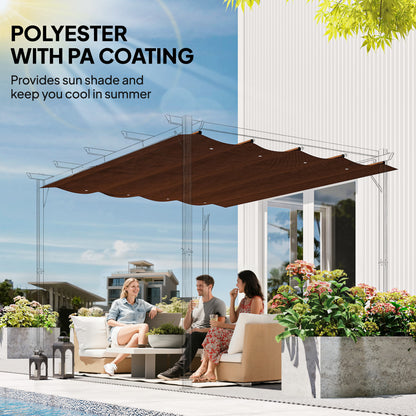 Pergola Cover Roof, 2.86 x 2.45 m Retractable Sun Shade Top for 3 x 2m Pergola Frame, UV30+ Protected
