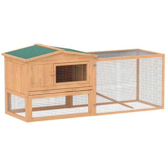 Wooden Rabbit Hutch Guinea Pig hutch House 2 Tier with Rabbit Run for Outdoor Garden Backyard, 85 x 24 x 57cm