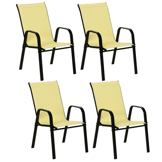 Set of Four Stackable Mesh Seat Chairs - Beige