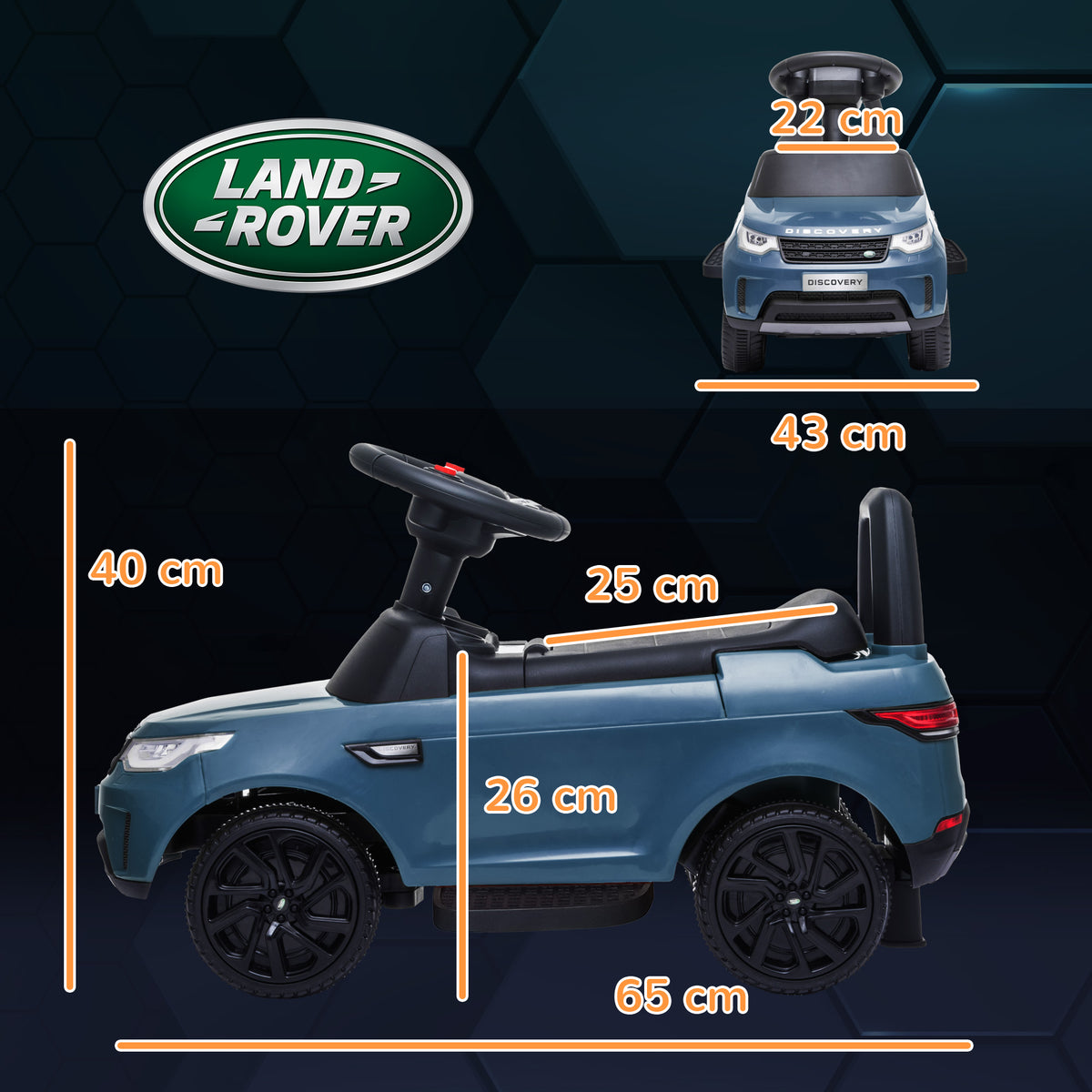 2-in-1 Land Rover Licensed 6V Kids Electric Ride On Car, Sliding Car w/ Headlights, Music, for 18-60 Months, Light Blue