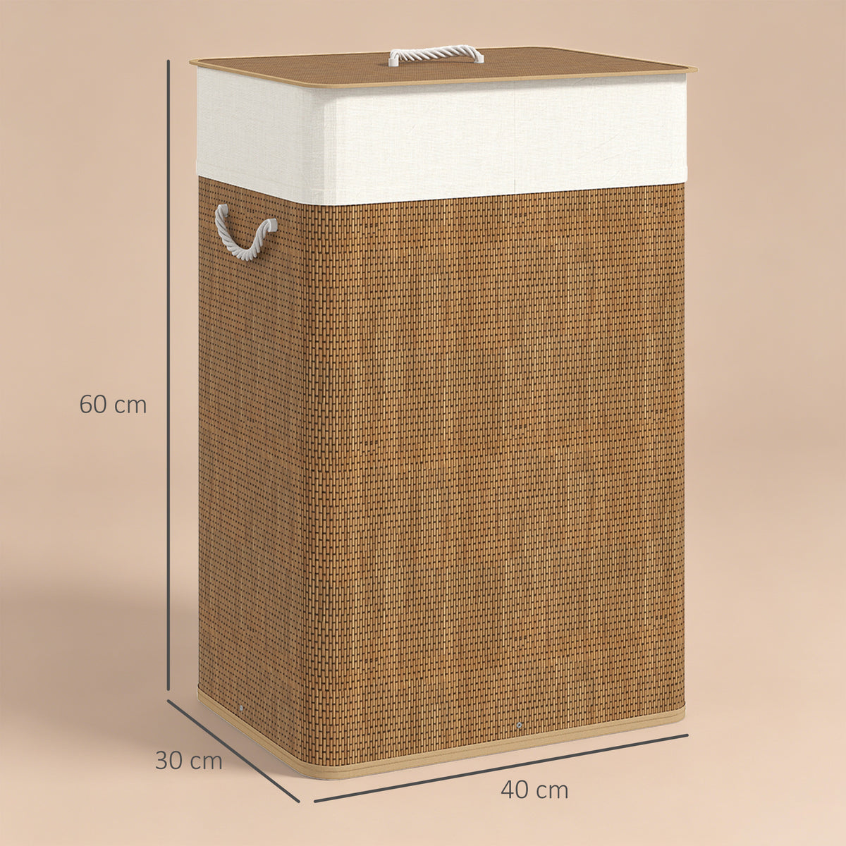 Bamboo Laundry Basket with Lid, 72L Laundry Hamper with Rope Handles, Washing Basket with Removable Washable Liner Bag for Bathroom, Bedroom