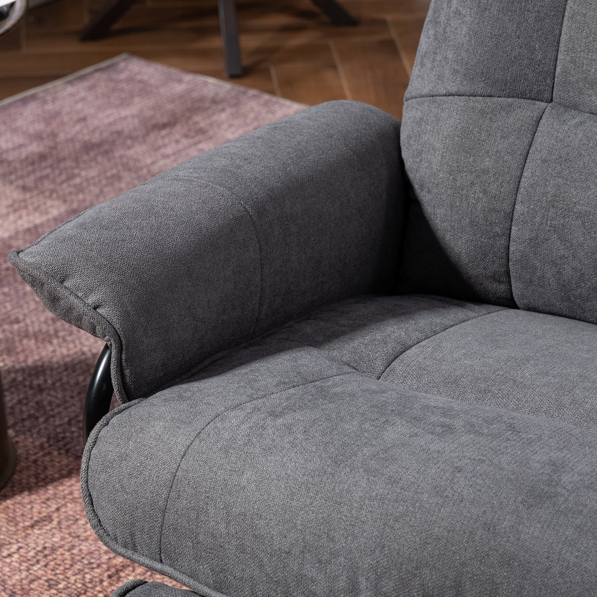 Reclining Swivel Chair, with Footrest - Grey