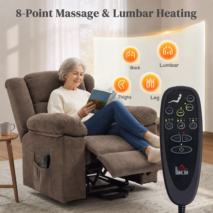 Oversized Riser Recliner Chair with Massage and Heat, Power Lift Recliner for Elderly with Wide Seat and Back