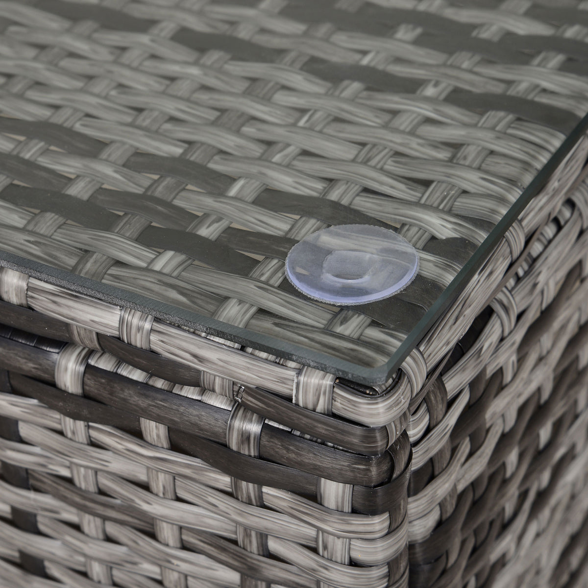 PE Rattan Garden Coffee Table, with Glass Table Top - Grey