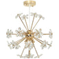 Crystal Chandeliers Ceiling Light with Flower, Modern Pendant Light with Adjustable Height, Ceiling Plate, Clear
