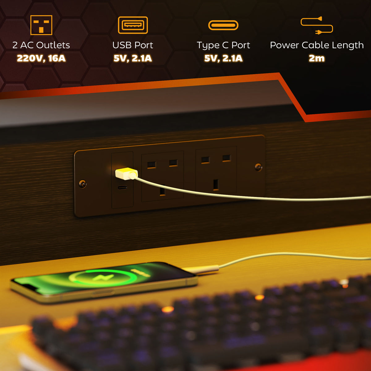 Two-Level LED Gaming Desk
