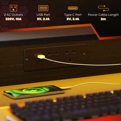 Two-Level LED Gaming Desk