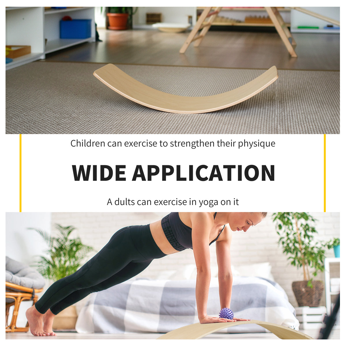 Wood Balance Board with Ropes, Balance Board for Full Body Workout, Multipurpose for Kids and Adults