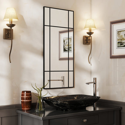 Decorative Grid Wall Mirror, with Back Hooks