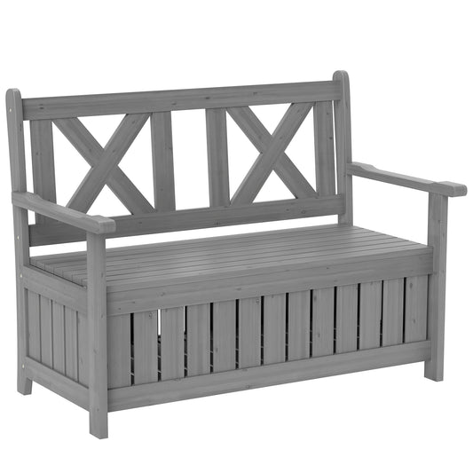 2-Seater Garden Storage Bench for Patio Wood Porch Decor Outdoor Seating, Charcoal Grey
